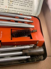Vintage Sears Hunting Gun Rifle Ted Williams Cleaning Kit Orange EUC Tips Rod