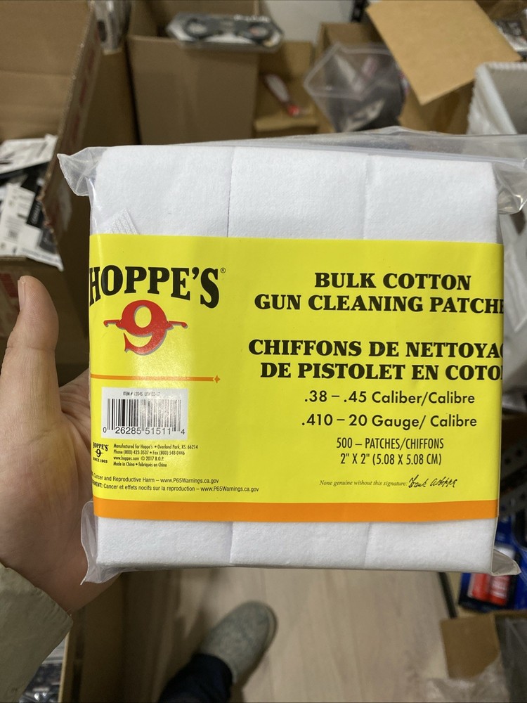 Hoppe’s Gun Cleaning Patches, # 4, For .38-.45 cal/410-20ga, 500 pack, mfg 1204S