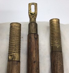 Antique Unbranded Shotgun Cleaning Rod With Brass Jig For Swab Wood & Brass 3 Pc