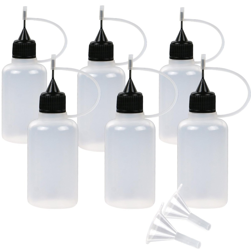 Yutetuter 6-Pack Oil Bottles Applicator (1 OZ) Needle Oiler 3.2 inches, white