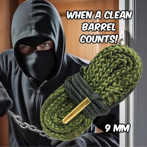 9mm gun cleaning kit snake barrel bore rope supplies universal pistol lube shine