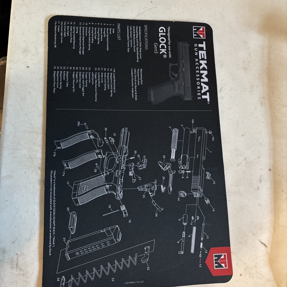 TekMat Glock 17″x11″ Gun Cleaning Mat Black – TEK-R17-GLOCK
