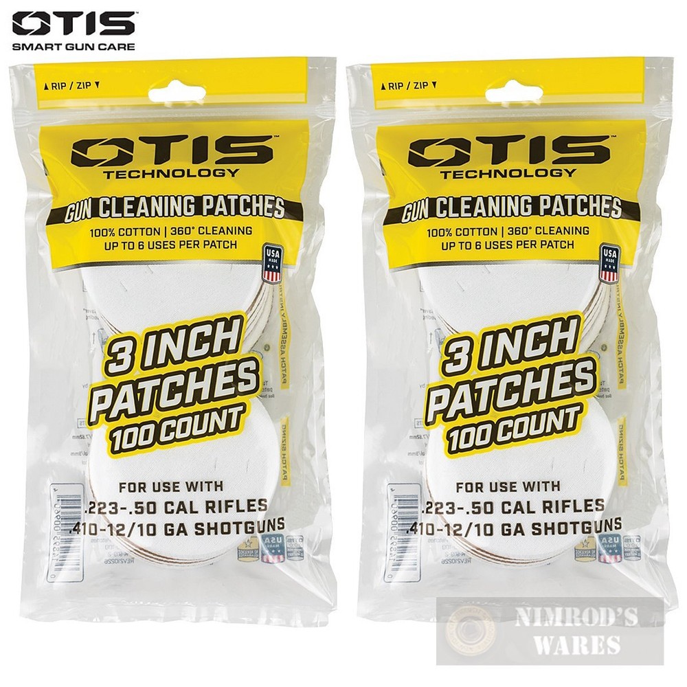 Otis ALL CALIBER Gun Cleaning PATCHES x 200 .223-.50 .410-12/10-GA 3″ FG-919-100