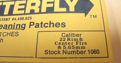 Ox-Yoke Butterfly BORE Cleaning Patches 22 caliber -1 full bag + 1 partial bag