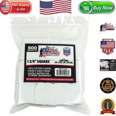 Pro-Shot 500 Count Gun Cleaning Patches – 100% Cotton Flannel, Lint-Free