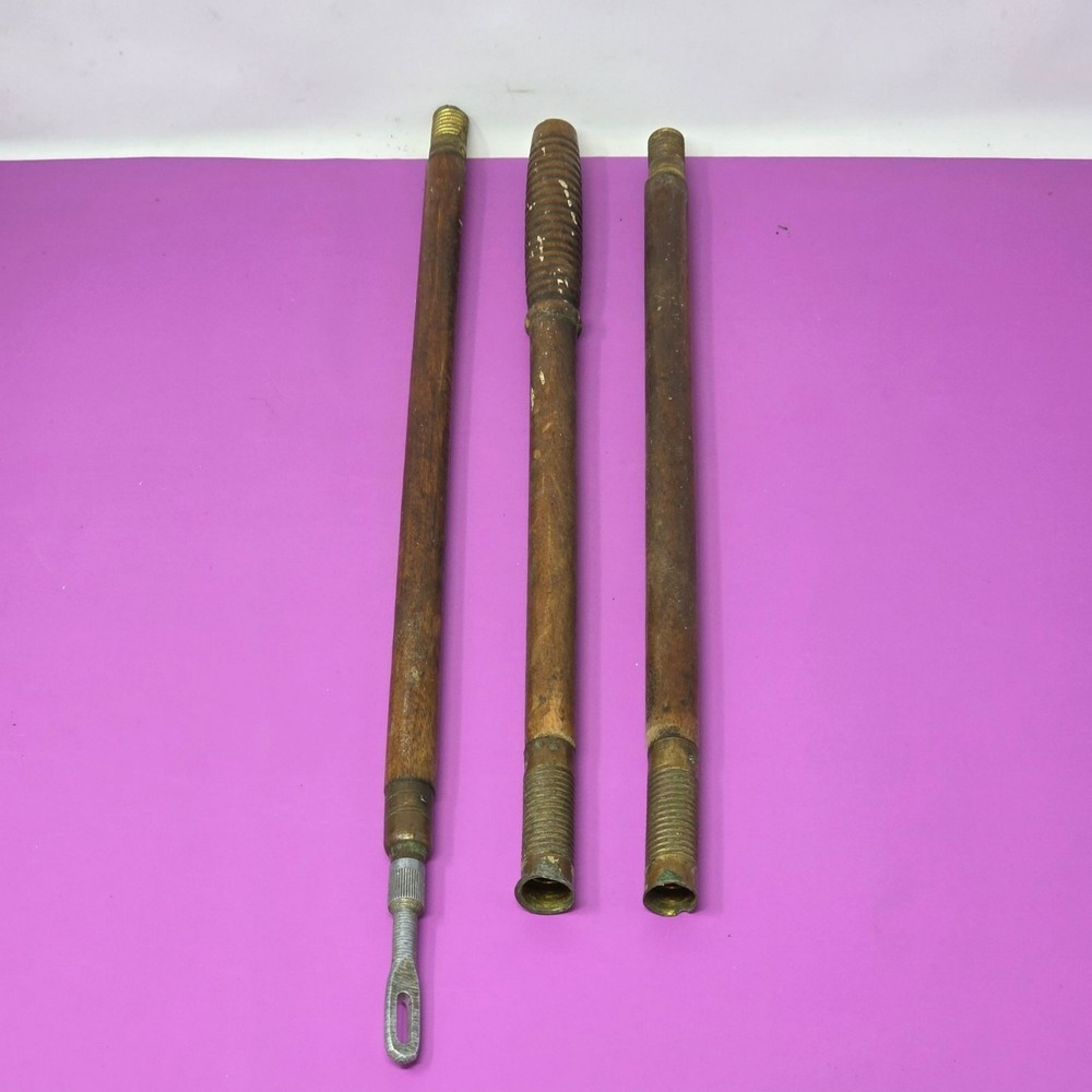 Antique Old Wood Brass Metal Shotgun Gun Cleaning Rod Tool