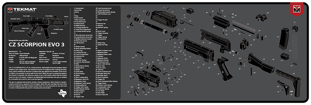 TekMat CZ Scorpion EVO 3 Cleaning Mat 12x36in Rubber Black TEK-R36-CZSCORPION