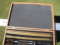 Gunmaster Universal Gun Cleaning Kit Wood Case Few Pieces were used