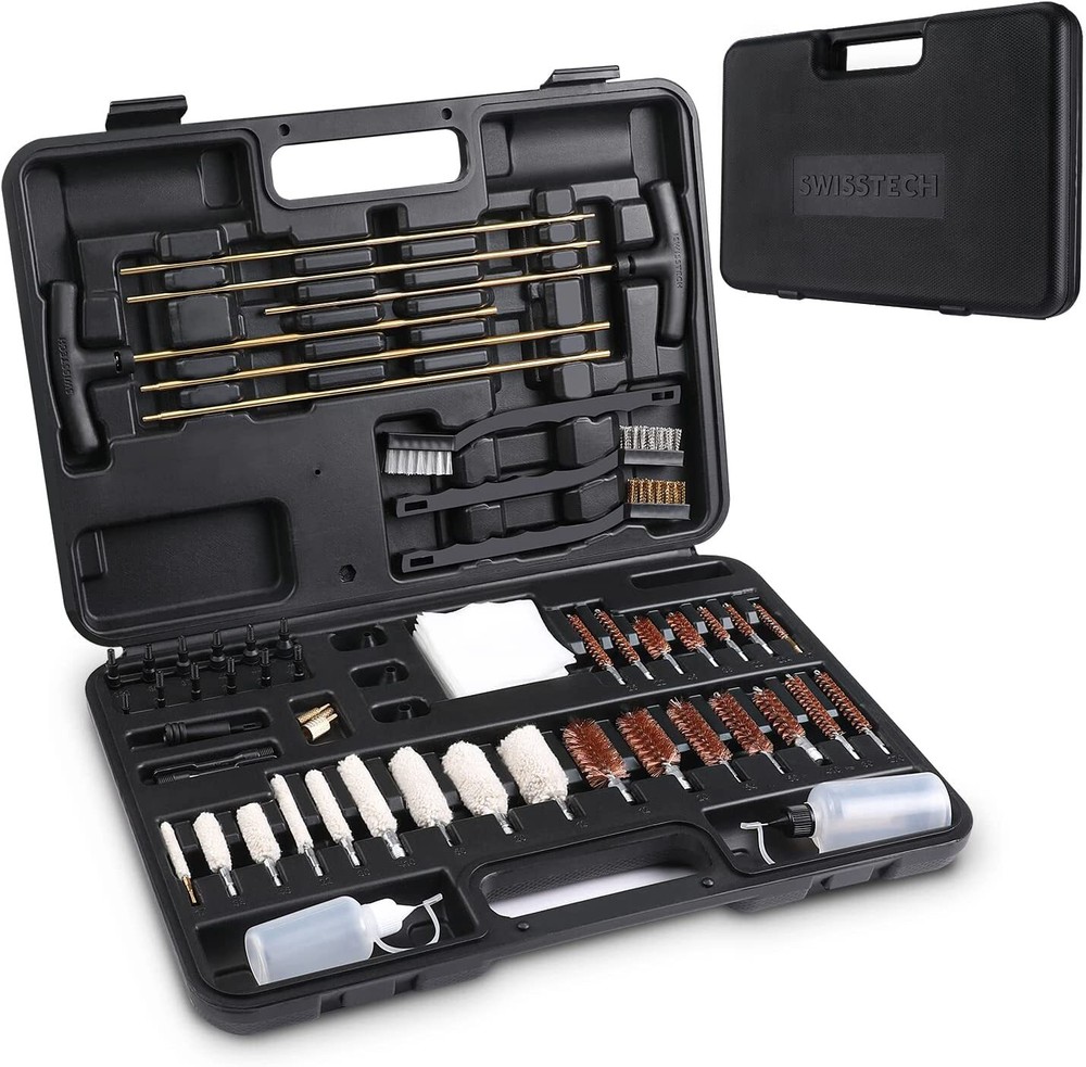 Swiss+Tech Universal Gun Cleaning Kit Metal Brushes Gun Cleaning Tool Set w/Case