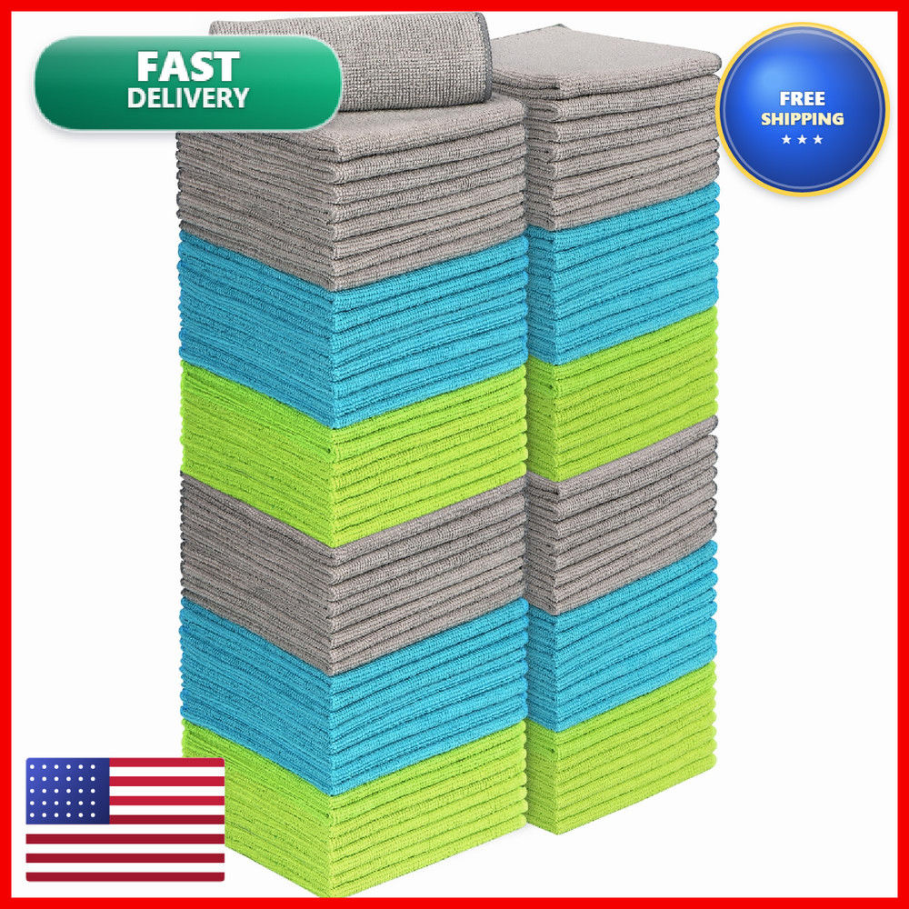 Aidea Microfiber Cleaning Cloth-100Pk Soft Microfiber Towels For Cars Absorbent