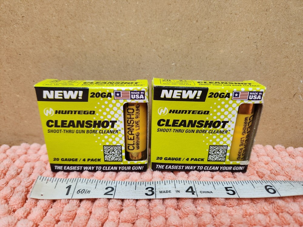 Huntego Cleanshot Shoot Thru Gun Bore Cleaner 20 Gauge 2.75″ 4 Pack Lot Of 2 NEW