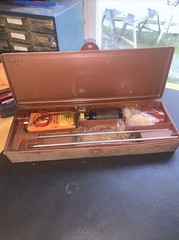 VTG 1965 HOPPE’S GUN CLEANING KIT Lubricating Oil Can FULL Solvent Rods Instruct