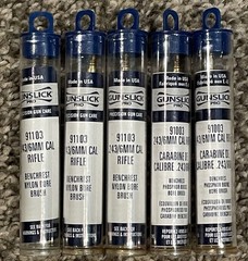 Lot Of 5 Gunslick Pro 243/6mm Bore Brushes 2- Bronze 3- Nylon