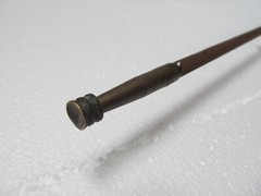 VINTAGE 49″ SOLID RIFLE CLEANING ROD Brass Tip and Sliding Ring, Wood Handle