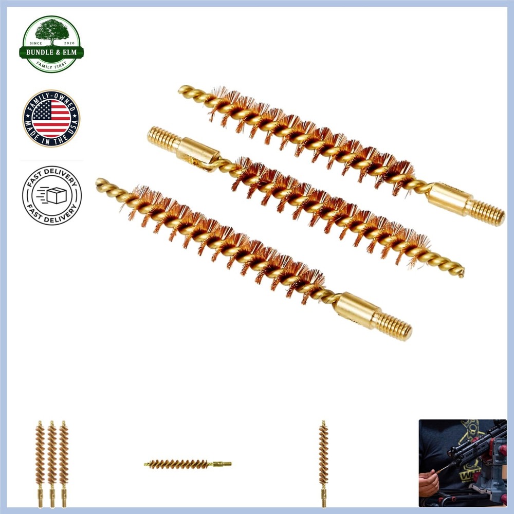Gun Maintenance Brushes Set – 3 Pack .22 Caliber with Aggressive Bronze Bristles
