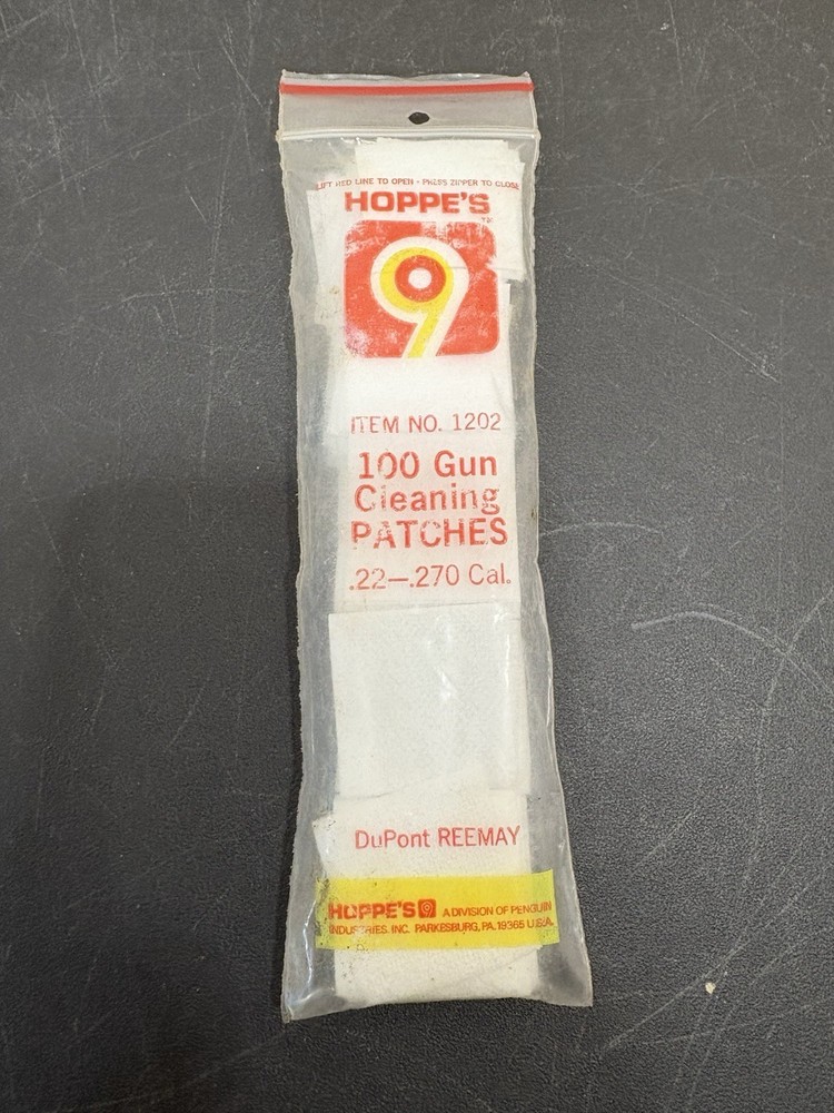 Hoppe’s Gun Cleaning Patches 100 Ct .22-.270 Cal DuPont REEMY NIP