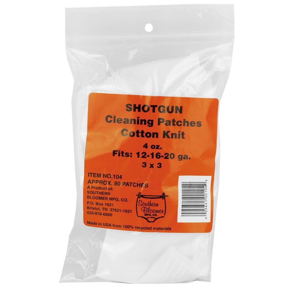 Southern Bloomer Cotton Knit Shotgun 3”x3” Cleaning Patches 80/bag 104