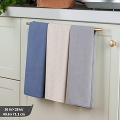 POLYTE Premium Microfiber Kitchen Dish Hand Towel, Waffle Weave, 12-Pack, 16×28″