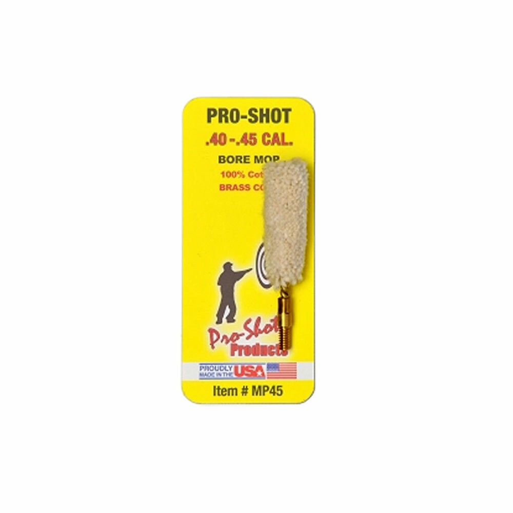 PRO-SHOT .40/.45 Cal Cotton Bore Mop with Brass Core For Quick Cleaning