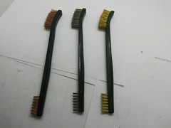 Double end gun cleaning brushes three variety brass, ss,nylon, new 2 each