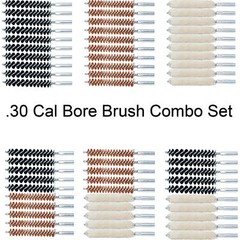 .30 Cal Bore Brush Combo Set, Nylon Brass Cotton Mop Chamber Brush 8-32 TPI