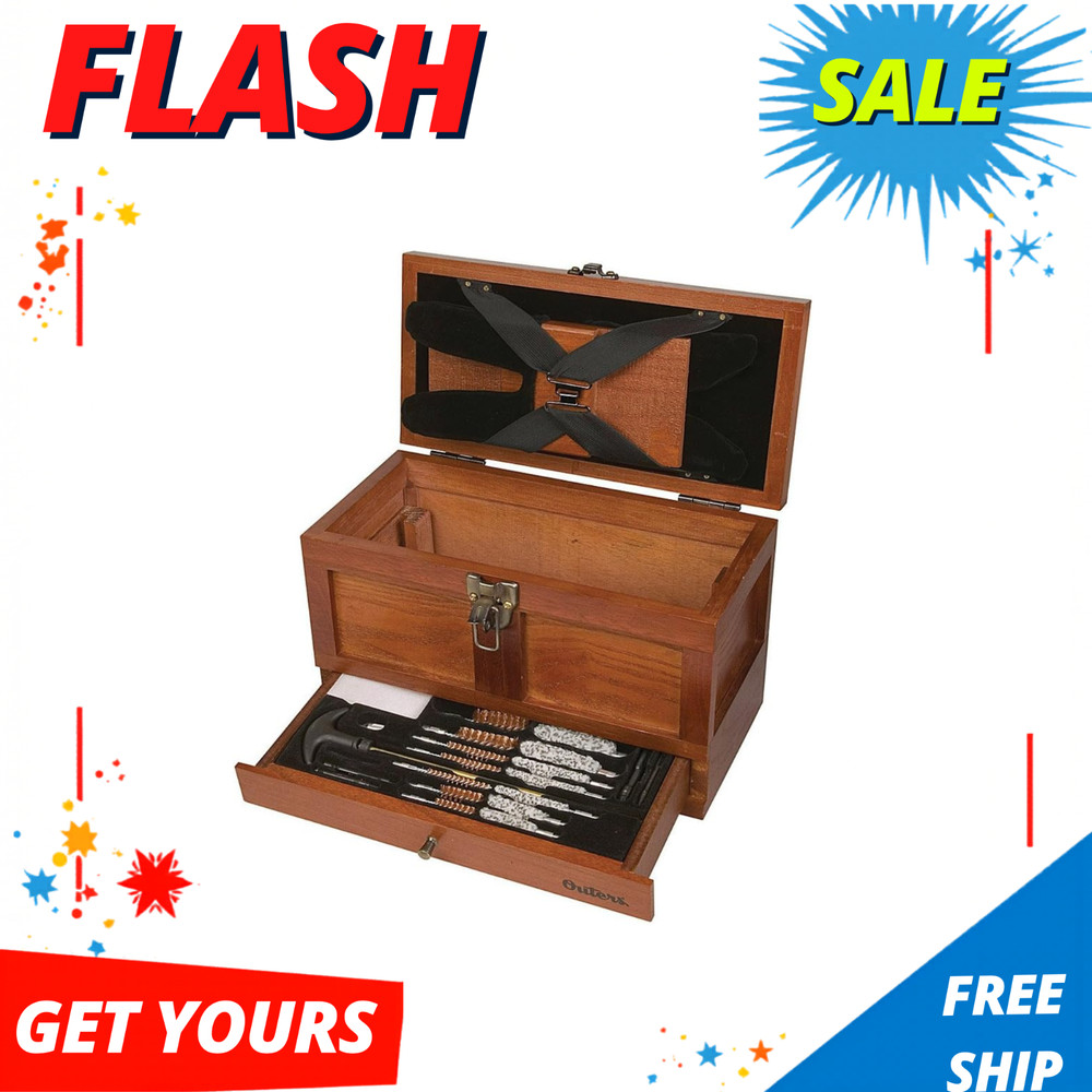 NEW 25 Piece Universal Wood Gun Cleaning Tool Chest .22 Caliber Multi Kit