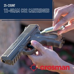 Crosman 25-Count 12-Gram CO2 Cartridges For Air Rifles And Medium, Silver
