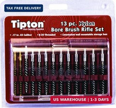 Tipton Nylon Bore Brush 13 Piece Set with Molded Hinge-top Storage Box for Gun C