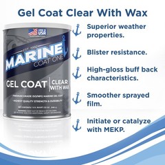 Marine Coat One Iso/Npg Premium Marine Gel Coat Repair Kit Clear Wax Offers Uv