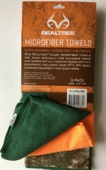 RealTree Microfiber Towels – 3 Pack – Green, Orange, & Camo w/Free RemOIl Packet