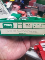 box of gun supplies breech lock challenger press, Die sets, powder trickler,
