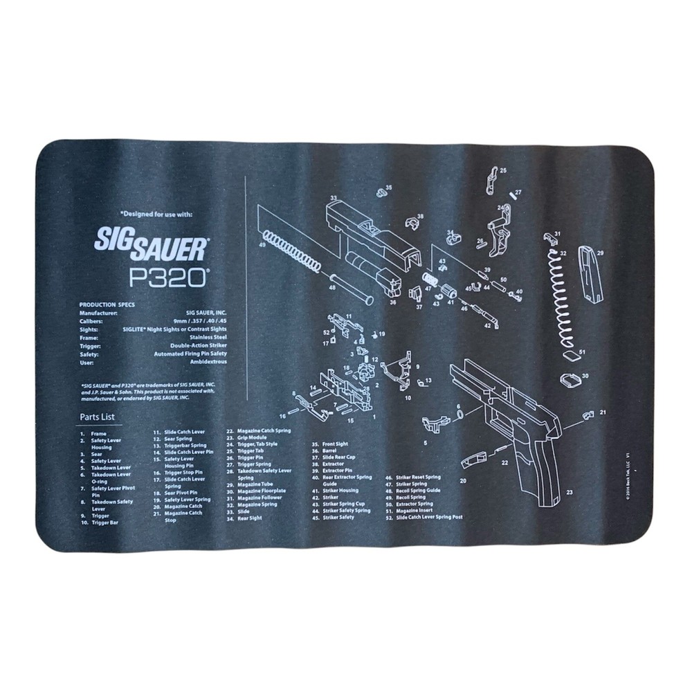 Gun Cleaning Mat Sig Sauer P320 Breakdown Schematics Parts Diagram Mouse Pad