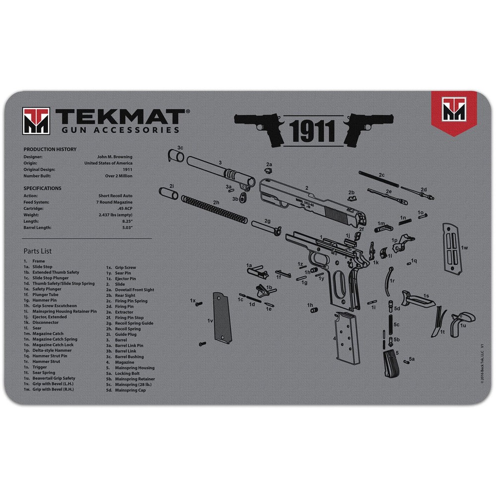 TekMat Original Gun Cleaning Mat – 17″ X 11″ – 1911 Gray