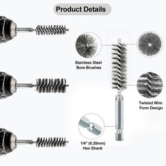 ASNOMY 5Pcs 1″ Stainless Steel Bore Brush for Drill,25mm Wire Brush Bore Cleanin