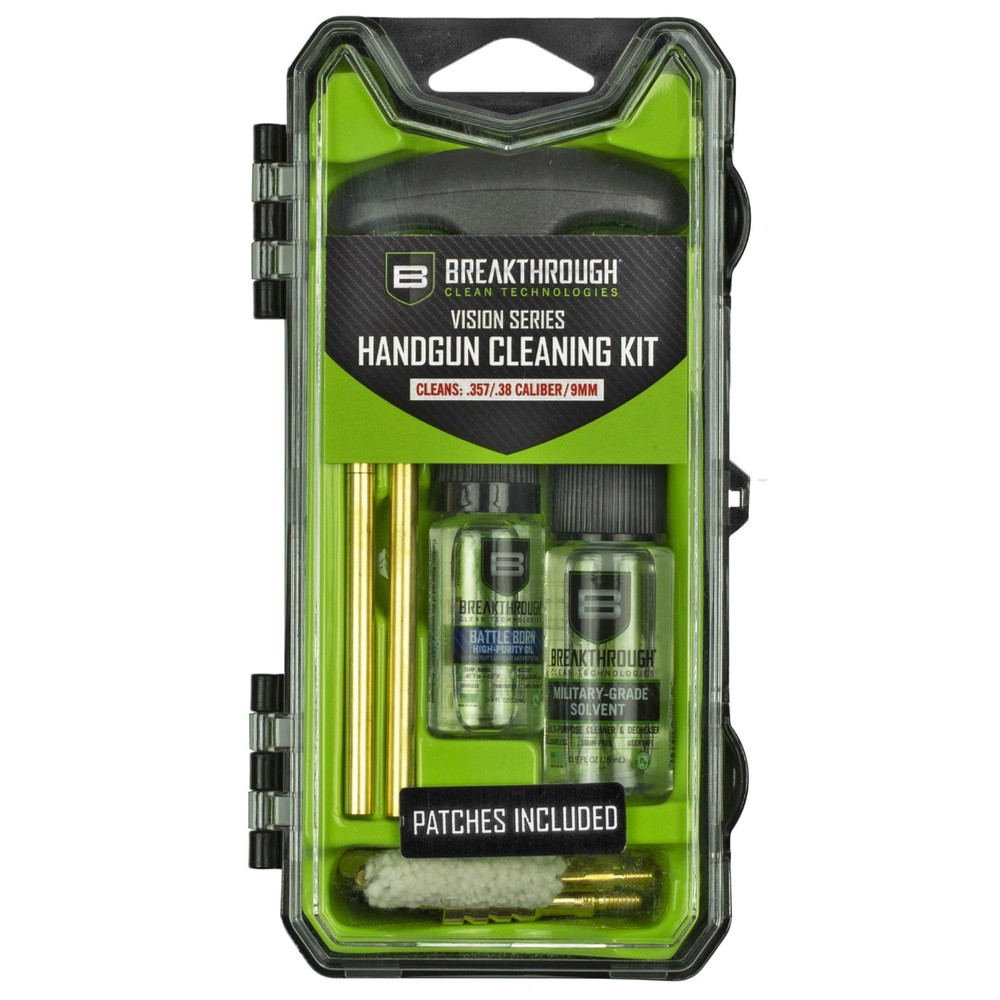 Breakthrough 9mm Pistol Cleaning Kit in Box w/ Cleaner, Oil, Brush, Jag, Patches