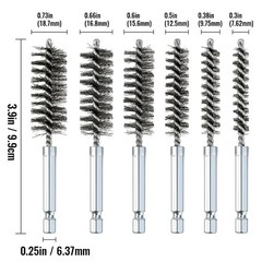 Compact Set of 6 Stainless Steel Twisted Wire Brushes for Precise Cleaning Tasks