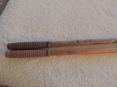 Antique Vtg. Wood & Brass 3-Pc Gun Cleaning Rod & one Solid Rod one Cleaning Tip