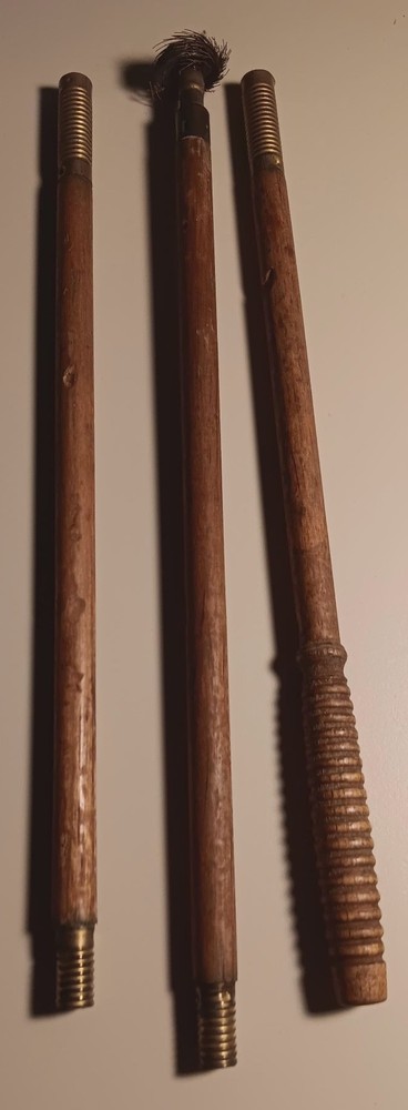 Antique 3- Piece Wooden And Brass Gun Cleaning Rod