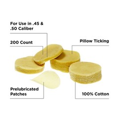 Pre-Treated Cotton Firearm Cleaning Patches, .45-.50 Caliber, Yellow, N/a