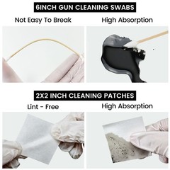 Gun Cleaning Supplies Case – 600PCS Patches & 200PCS Swabs, 6” Double Ended…