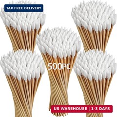 500PCS Cleaning Swabs 6in Bamboo Sticks Lint Free Cotton Applicators