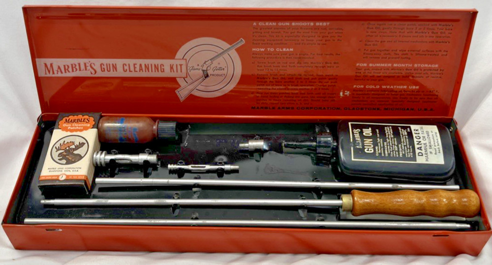 Vintage Marbles Gun cleaning kit, Tin box Original sleeve, Unused Excellent