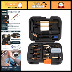 Pistol Cleaning Kit 9mm .357 .22 .45 .40 Caliber – Portable Gun Care Set with Br