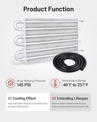 5/16″ Transmission Oil Cooler Tube and Fin Cooler Kit Universal 6 Pass Silver