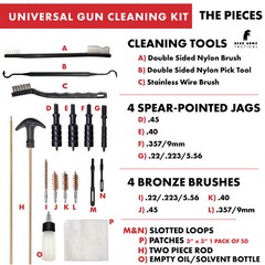 Handgun Cleaning Kit for Pistols Revolver and SBR Calibers .22 38 9mm 357 40 45