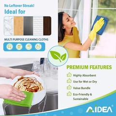 AIDEA Microfiber Cleaning Cloth 100PK Soft Absorbent Rags Towels Car Home