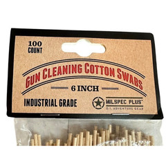Mil-Spec Gun Cleaning Cotton Swabs 100 Pack 6 in Wood Handle Industrial Grade