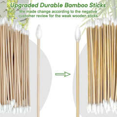 200 Pcs 6 Inch Gun Cleaning Cotton Swabs with Double Pointed Tips, Strong Bamboo