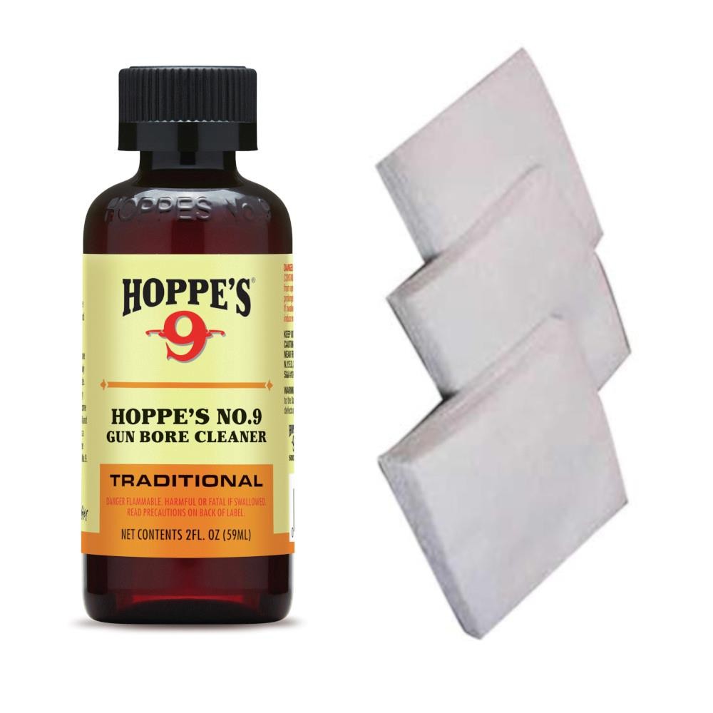 Hoppes No 9 Gun Cleaner Solvent Package of 9mm to 45 Caliber Cleaning Patches