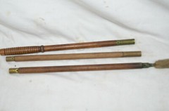 Wood Brass Cleaning Rod Gun Rifle Shotgun Barrel Wadding 3 Piece Wooden Vintage
